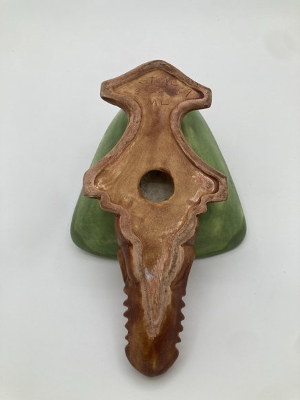 Vintage Mid-Century Alligator Ashtray Green & Brown Ceramic Figural Dish - Picture 4 of 4